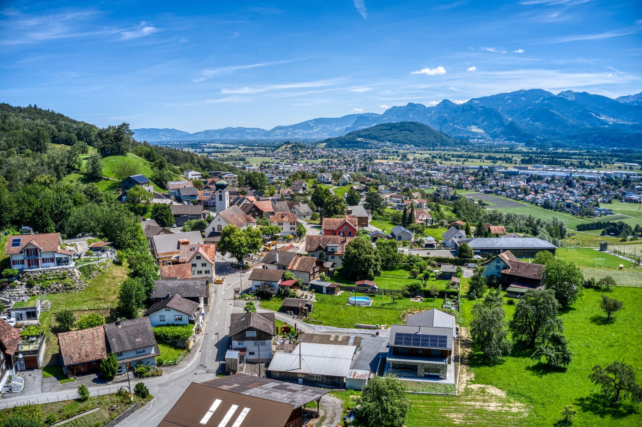 Kobelwald über dem Rheintal mit Blick nach Vorarlberg, Gemeinde Oberriet